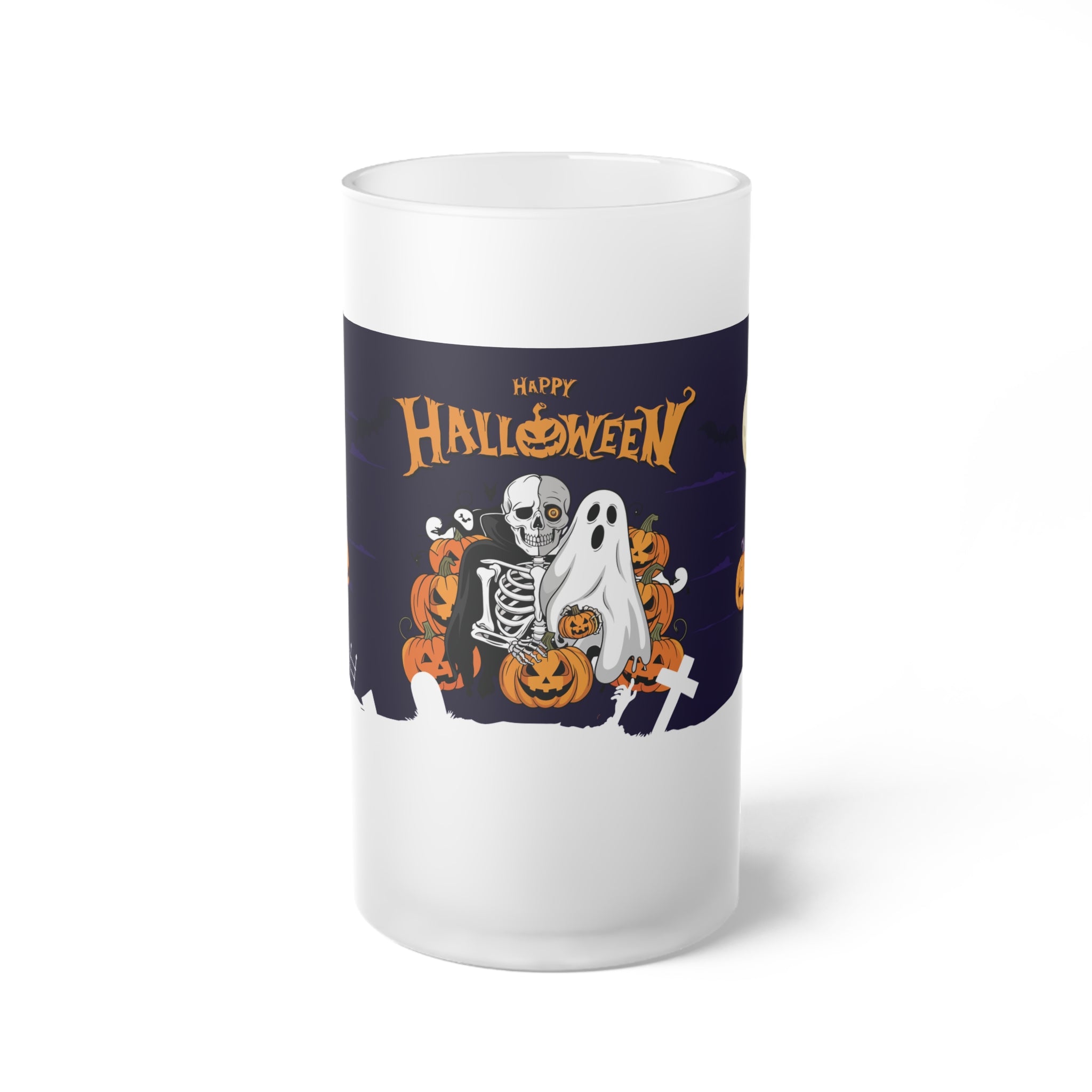 Halloween is Better with Skeleton |  Frosted Glass Beer Mug